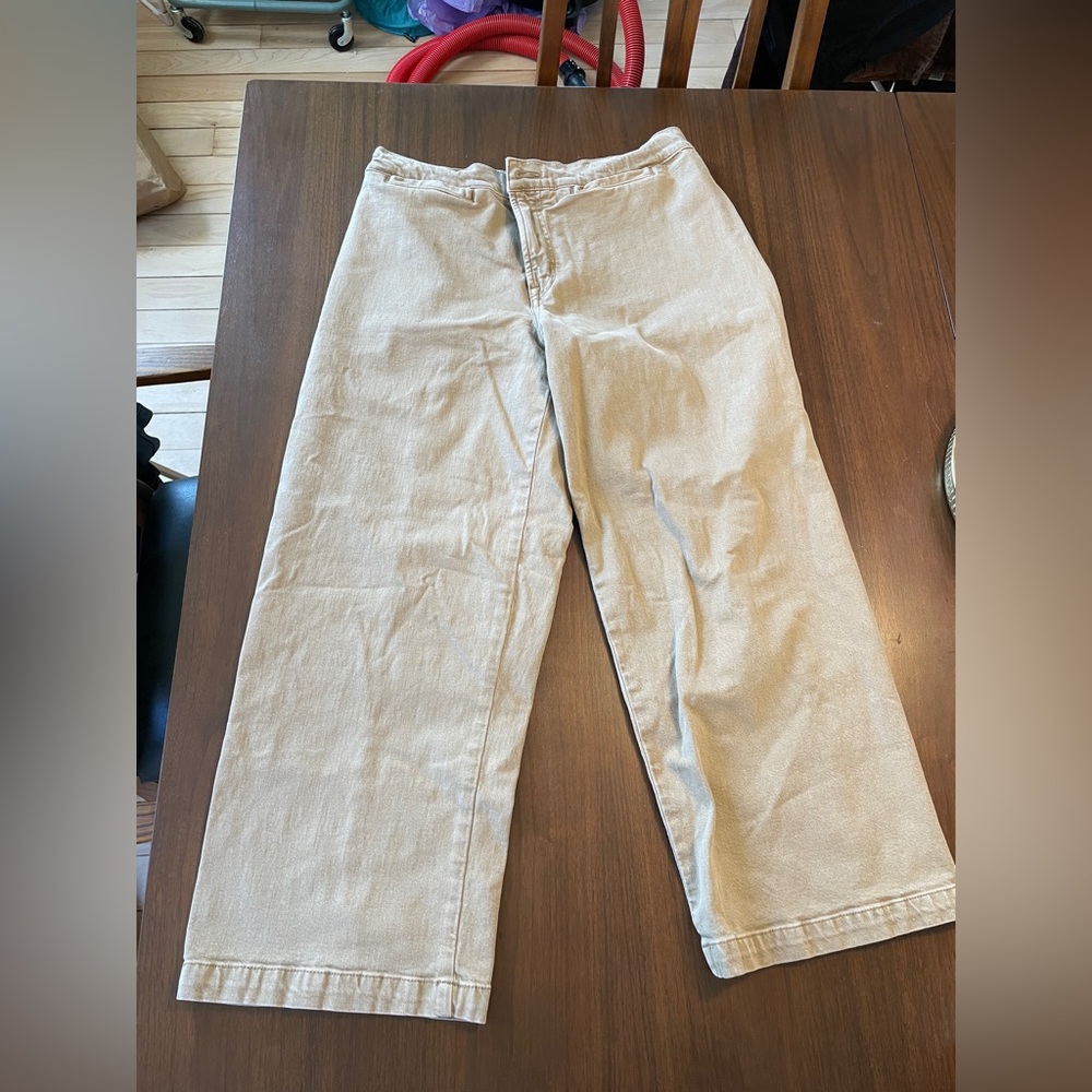 Madewell Women's Tan Emmet Wide Leg Crop Pants Size P30